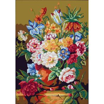 Embroidery Panel "Flowers" dimension 35 x 50 cm 14.836 Gobelin-Diamant